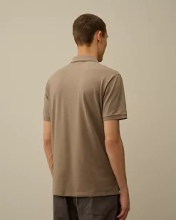 T-shirts & Polo<C.P. Company Stretch Piquet Striped Collar Polo Walnut – Beige