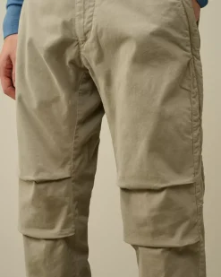 Trousers<C.P. Company Stretch Sateen Ergonomic Pants Vintage Khaki – Beige