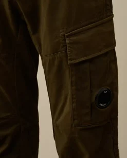 Trousers<C.P. Company Stretch Sateen Ergonomic Lens Double Cargo Pants Ivy Green