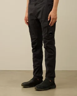Trousers<C.P. Company Stretch Sateen Ergonomic Lens Double Cargo Pants Black Sand