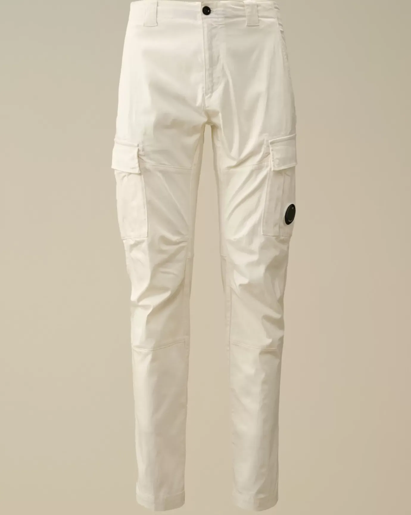 Trousers<C.P. Company Stretch Sateen Ergonomic Lens Double Cargo Pants Gauze White
