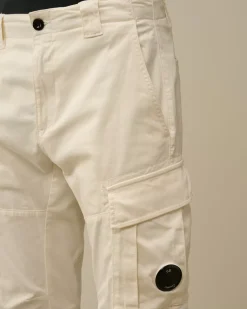 Trousers<C.P. Company Stretch Sateen Ergonomic Lens Double Cargo Pants Gauze White