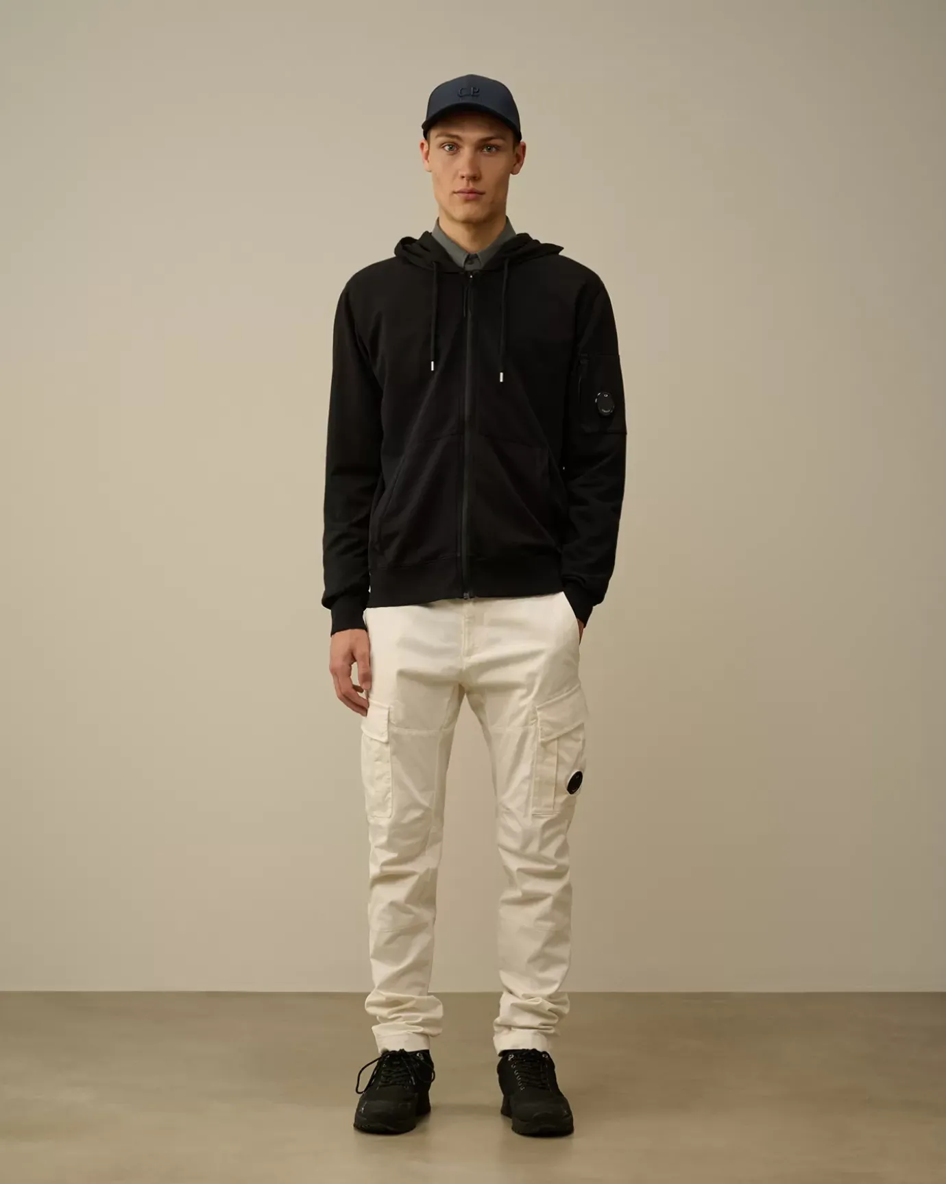 Trousers<C.P. Company Stretch Sateen Ergonomic Lens Double Cargo Pants Gauze White
