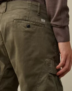 Trousers<C.P. Company Stretch Sateen Ergonomic Lens Cargo Pants Grape Leaf – Green