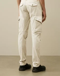 Trousers<C.P. Company Stretch Sateen Ergonomic Lens Cargo Pants Gauze White