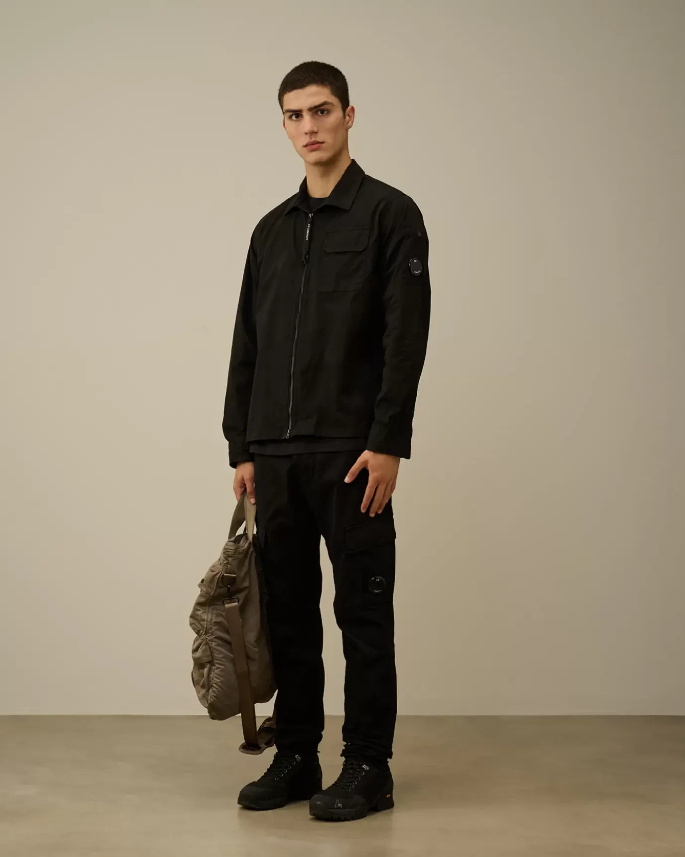 Trousers<C.P. Company Stretch Sateen Ergonomic Lens Double Cargo Pants Black