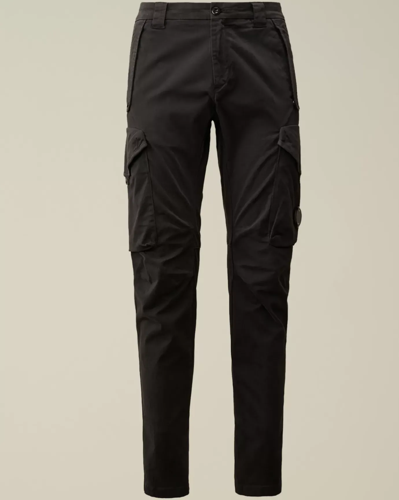 Trousers<C.P. Company Stretch Sateen Ergonomic Lens Cargo Pants Black Sand