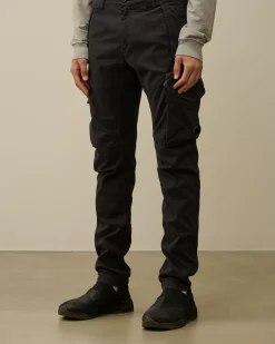 Trousers<C.P. Company Stretch Sateen Ergonomic Lens Cargo Pants Black Sand