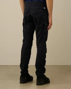 Trousers<C.P. Company Stretch Sateen Ergonomic Lens Double Cargo Pants Total Eclipse – Blue