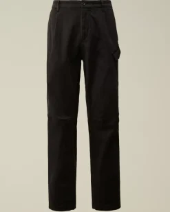 Trousers<C.P. Company Stretch Sateen Loose Chino Pants Black Sand