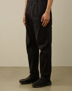 Trousers<C.P. Company Stretch Sateen Loose Chino Pants Black Sand