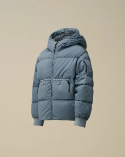 Clothing 4-8<C.P. Company U16 Chrome-R Padded Goggle Jacket Flint Stone – Blue