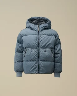 Clothing 4-8<C.P. Company U16 Chrome-R Padded Goggle Jacket Flint Stone – Blue