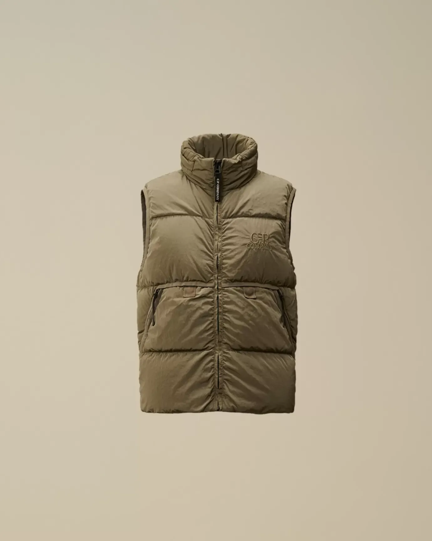 Clothing 2-3<C.P. Company U16 Chrome-R Padded Logo Vest Walnut – Beige