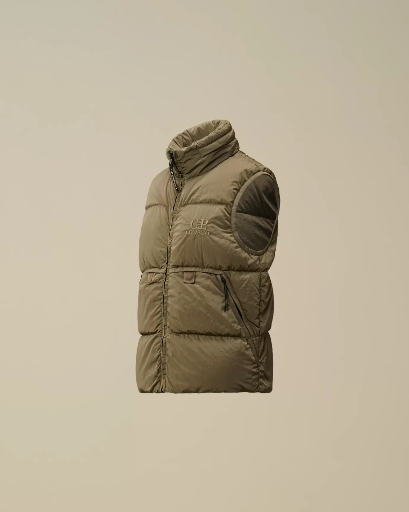 Clothing 4-8<C.P. Company U16 Chrome-R Padded Logo Vest Walnut – Beige