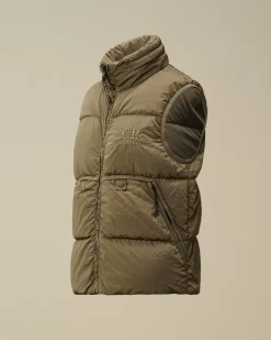 Clothing 10-14<C.P. Company U16 Chrome-R Padded Logo Vest Walnut – Beige
