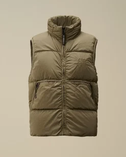 Clothing 10-14<C.P. Company U16 Chrome-R Padded Logo Vest Walnut – Beige