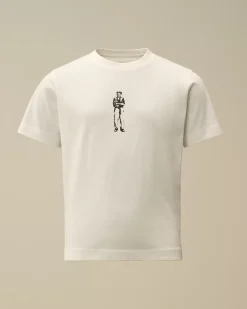 Clothing 10-14<C.P. Company U16 Cotton Jersey 30/1 British Sailor Logo T-Shirt Gauze White