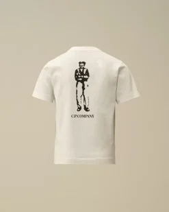 Clothing 4-8<C.P. Company U16 Cotton Jersey 30/1 British Sailor Logo T-Shirt Gauze White