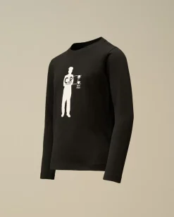 Clothing 10-14<C.P. Company U16 Cotton Jersey 30/1 British Sailor Longsleeve T-Shirt Black