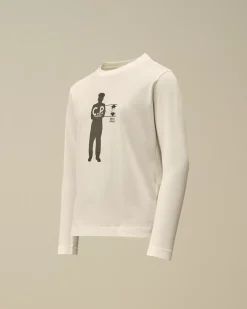 Clothing 10-14<C.P. Company U16 Cotton Jersey 30/1 British Sailor Longsleeve T-Shirt Gauze White