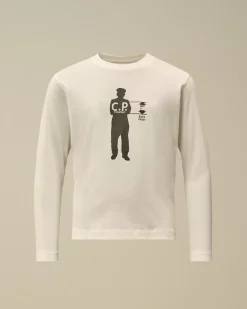 Clothing 10-14<C.P. Company U16 Cotton Jersey 30/1 British Sailor Longsleeve T-Shirt Gauze White