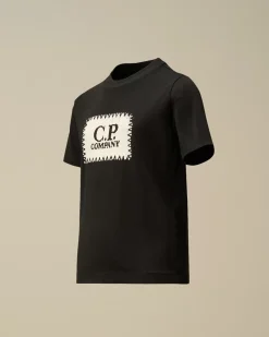Clothing 10-14<C.P. Company U16 Cotton Jersey 30/1 Label Style T-Shirt Black