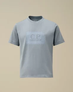 Clothing 10-14<C.P. Company U16 Cotton Jersey 30/1 Label Style T-Shirt Flint Stone – Blue