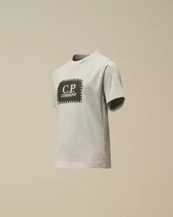 Clothing 4-8<C.P. Company U16 Cotton Jersey 30/1 Label Style T-Shirt Grey Melange
