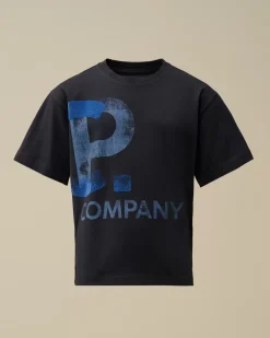 Clothing 10-14<C.P. Company U16 Cotton Jersey 30/1 Maxi Logo T-Shirt Total Eclipse – Blue