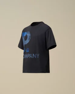 Clothing 4-8<C.P. Company U16 Cotton Jersey 30/1 Maxi Logo T-Shirt Total Eclipse – Blue