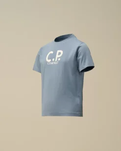 Clothing 4-8<C.P. Company U16 Cotton Jersey 30/1 Printed Logo T-Shirt Flint Stone – Blue
