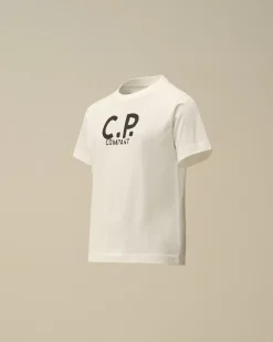 Clothing 4-8<C.P. Company U16 Cotton Jersey 30/1 Printed Logo T-Shirt Gauze White