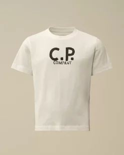 Clothing 10-14<C.P. Company U16 Cotton Jersey 30/1 Printed Logo T-Shirt Gauze White