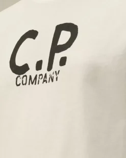 Clothing 10-14<C.P. Company U16 Cotton Jersey 30/1 Printed Logo T-Shirt Gauze White
