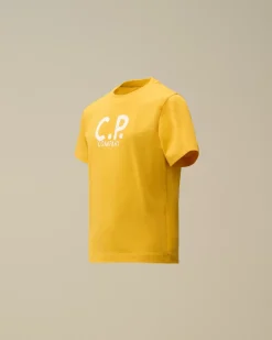 Clothing 4-8<C.P. Company U16 Cotton Jersey 30/1 Printed Logo T-Shirt Golden Rod - Yellow