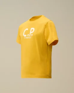 Clothing 10-14<C.P. Company U16 Cotton Jersey 30/1 Printed Logo T-Shirt Golden Rod - Yellow