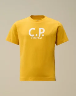 Clothing 10-14<C.P. Company U16 Cotton Jersey 30/1 Printed Logo T-Shirt Golden Rod - Yellow