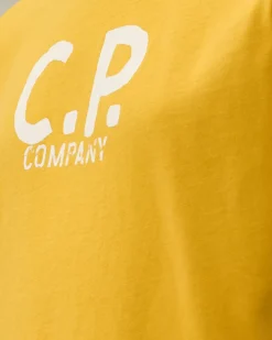 Clothing 10-14<C.P. Company U16 Cotton Jersey 30/1 Printed Logo T-Shirt Golden Rod - Yellow