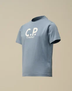 Clothing 10-14<C.P. Company U16 Cotton Jersey 30/1 Printed Logo T-Shirt Flint Stone – Blue