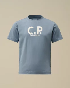 Clothing 10-14<C.P. Company U16 Cotton Jersey 30/1 Printed Logo T-Shirt Flint Stone – Blue