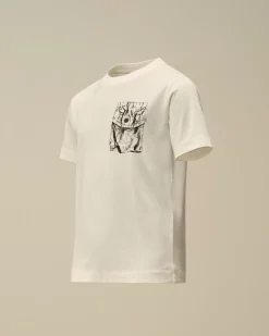Clothing 10-14<C.P. Company U16 Cotton Jersey 30/1 Twisted Logo T-Shirt Gauze White