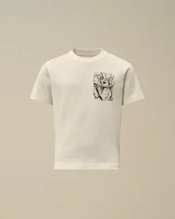 Clothing 4-8<C.P. Company U16 Cotton Jersey 30/1 Twisted Logo T-Shirt Gauze White