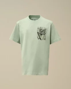 Clothing 10-14<C.P. Company U16 Cotton Jersey 30/1 Twisted Logo T-Shirt Chinois Green
