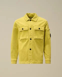 Clothing 10-14<C.P. Company U16 Cotton Stretch Corduroy Buttoned Lens Shirt Canton - Green