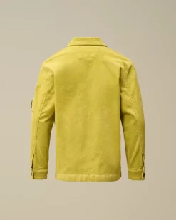Clothing 10-14<C.P. Company U16 Cotton Stretch Corduroy Buttoned Lens Shirt Canton - Green