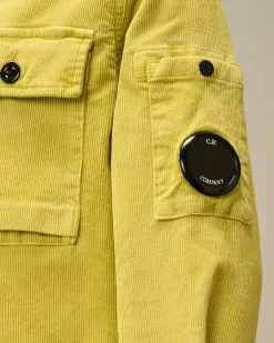 Clothing 10-14<C.P. Company U16 Cotton Stretch Corduroy Buttoned Lens Shirt Canton - Green