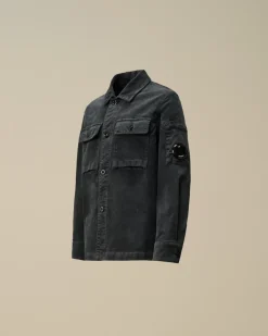 Clothing 4-8<C.P. Company U16 Cotton Stretch Corduroy Buttoned Lens Shirt Total Eclipse – Blue