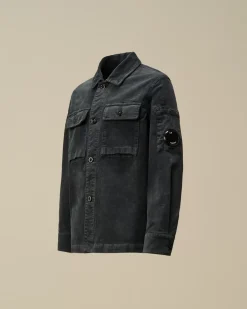 Clothing 10-14<C.P. Company U16 Cotton Stretch Corduroy Buttoned Lens Shirt Total Eclipse – Blue