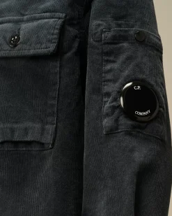 Clothing 10-14<C.P. Company U16 Cotton Stretch Corduroy Buttoned Lens Shirt Total Eclipse – Blue